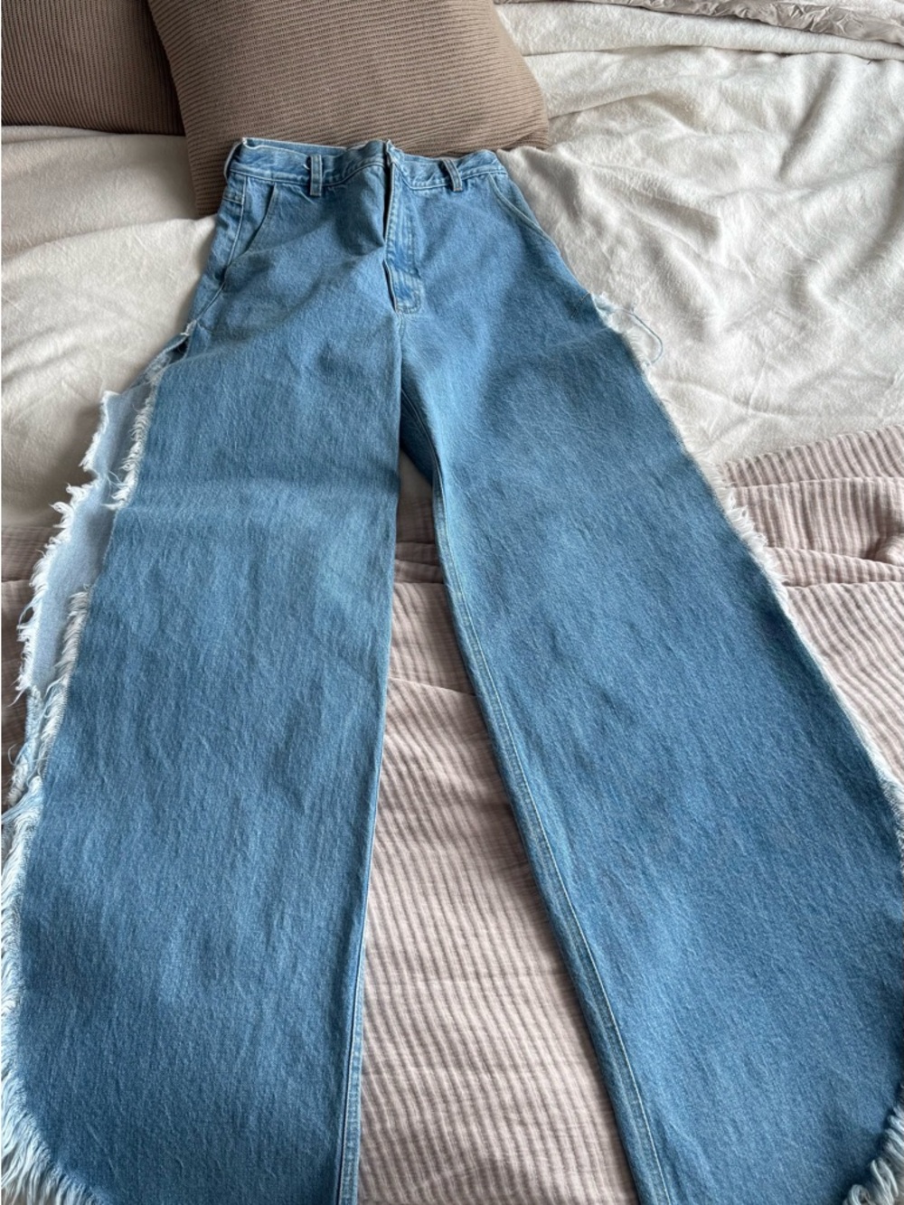 Ksenia Schneider Wide Leg Fringe Jeans